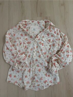 I Love H81 Vintage Cottagecore Floral Button-Up Shirt